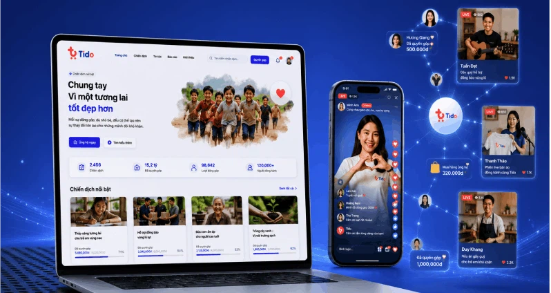 Cộng đồng và creator TIDO - livestream, kết nối người dùng và hoạt động thiện nguyện